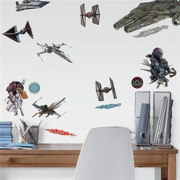 Roommates Roommates RMK4205SCS Star Wars Episode IX Galactic Ships Peel & Stick Wall Decals - White; Grey & Black RMK4205SCS - main